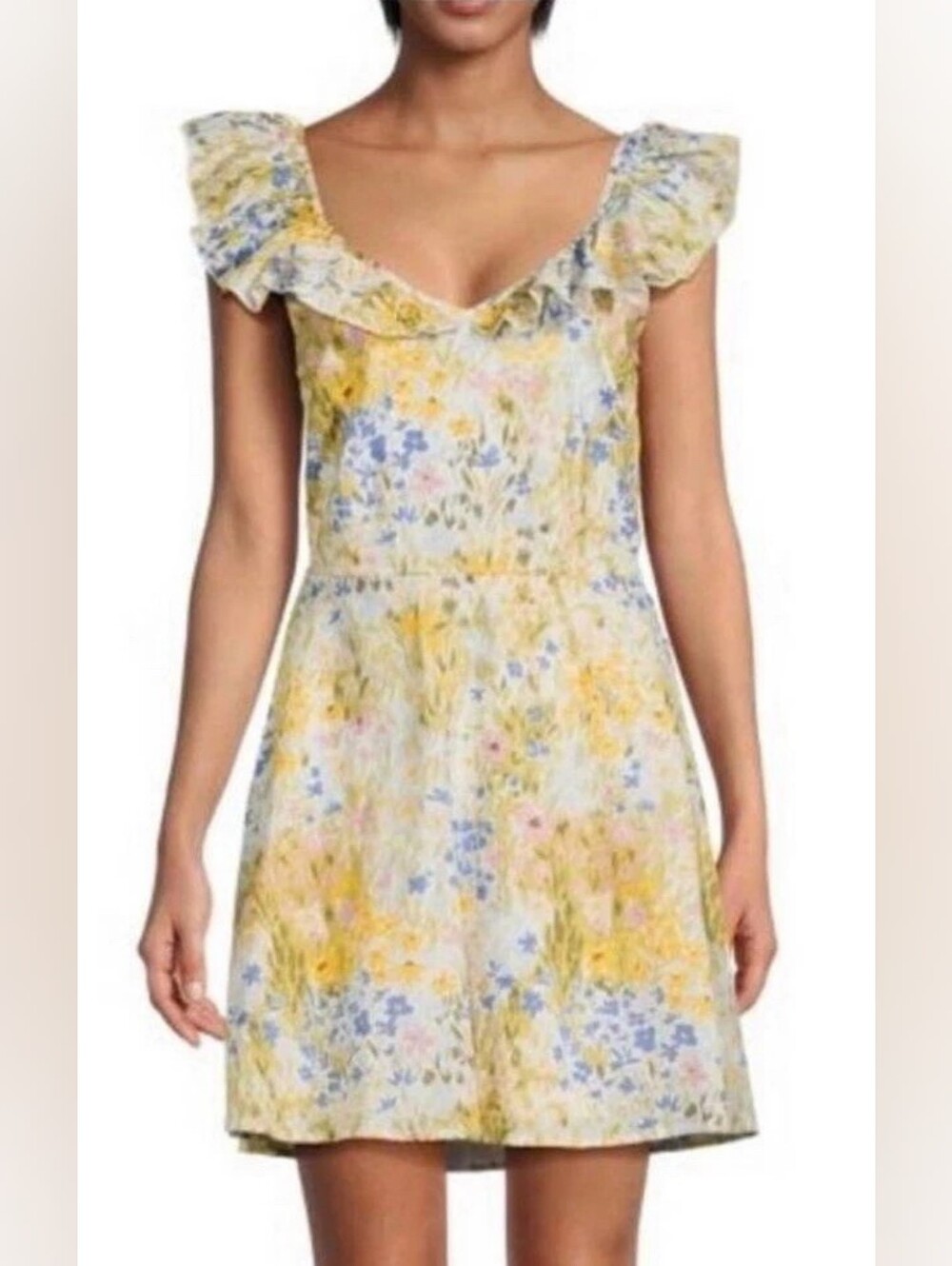 $138 NWT Wildfox Blair Deep V Ruffle Flower Fields Dress S
